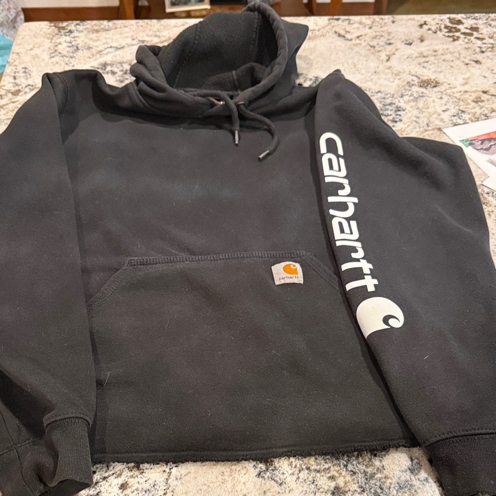 Carhartt Men's Black Hoodie with Logo Sleeve
